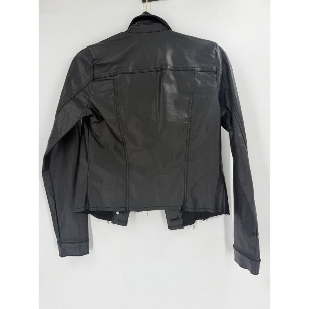 Kut from the Kloth Kara Coated Jacket Womens XS Black Frayed Hem Crop KJ0314MC1 - Picture 7 of 9